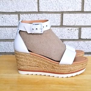 NEW Marc Fisher white wedge espadrilles sandals